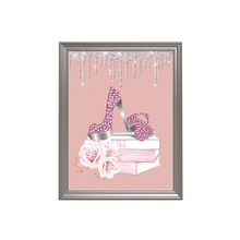 Load image into Gallery viewer, Glamorous Blush Pink Bedroom Glitter Fashion Books Print
