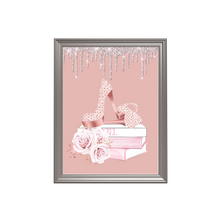 Load image into Gallery viewer, Glamorous Blush Pink Bedroom Glitter Fashion Books Print
