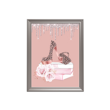 Load image into Gallery viewer, Glamorous Blush Pink Bedroom Glitter Fashion Books Print
